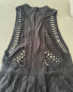 Chic Black Broderie Anglaise Dress / Swim CoverUp