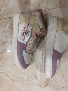 Stylish White and Purple Sneakers
