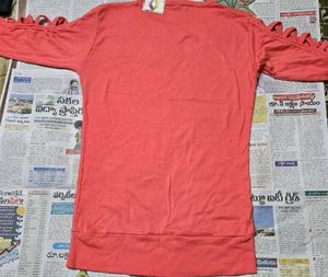 Coral Embellished Cut-out Sleeve Top