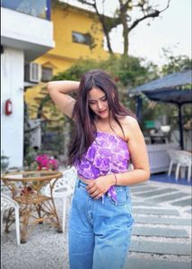 Stylish Purple Tie-Front Tube Top