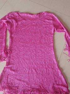Fringed Knit Mini Dress