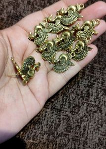 New Raw Peacock Earrings Pair
