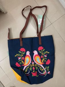 Bright Yellow Bird Print Tote Bag