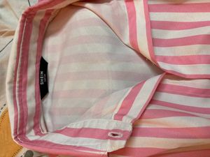 Pink &amp; White Striped Button-Up Shirt