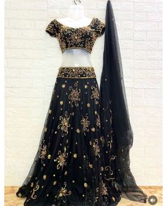 Elegant Black & Gold Lehenga Choli
