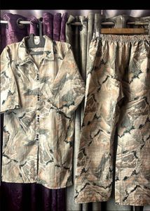 Retro Abstract Print Button-Up Top &amp; Pants Set