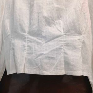 Elegant Pearl Embellished White Blouse