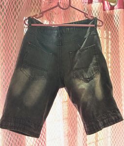 Men's Distressed Denim Shorts with Patches