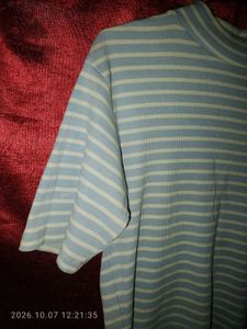 Striped Mock Neck T-Shirt