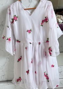 Floral Embroidered White Dress