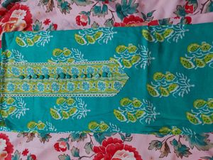 Teal Printed Kurta Set with DupattaUnstitched)