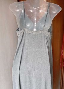 Grey Lace Trim Slip Dress