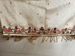 Elegant Pink &amp; White Embroidered Lehenga Choli