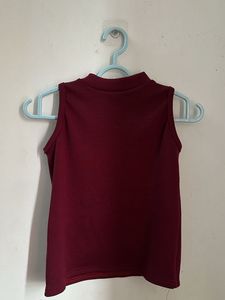 Maroon Mock Neck Sleeveless Top