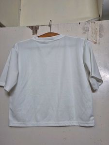 White Crop T-Shirt with Butterfly Print