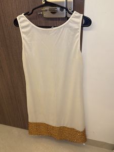 Elegant White &amp; Gold Sequin Dress