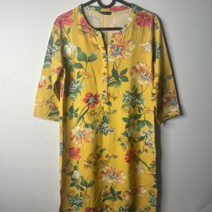 Vibrant Yellow Floral Kurta