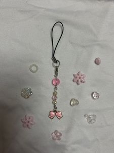 Pink Bow Beaded Charm