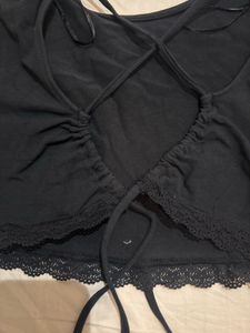 H&amp;M Tie back Cropped Black baby Tee (S)