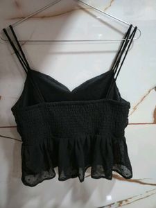 Chic Black Ruched Camisole Top