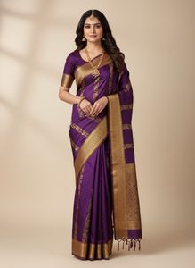 Elegant Purple & Gold Saree