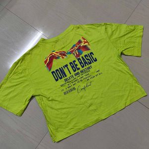 Graphic Print Neon Cropped T-Shirt