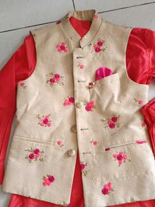 Elegant Floral Embroidered Nehru Jacket Set
