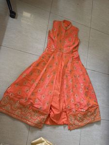 Beautiful Orange Embellished Ethnic Gown