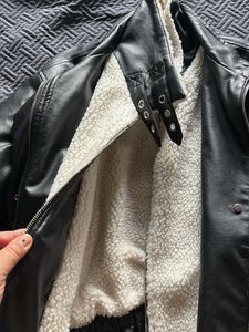 Faux Leather Sherpa Lined Jacket