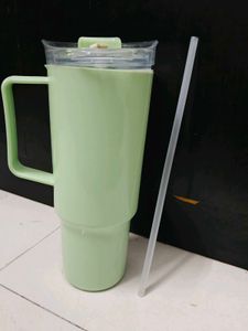 Large Tumbler with Handle and Straw