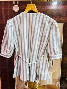 Chic Striped Puff Sleeve Top