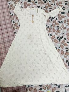 Cream Block Print Frock