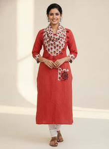 Beautiful Red Printed Kurta dress