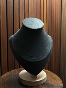 Deep Grey Velvet Necklace Display Bust