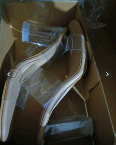 Clear Block Heel Mules