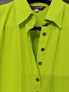 Lime Green Button-Up long Shirt type kurti
