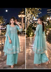 Beautiful Teal Kurta Set with Palazzo