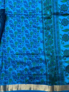 Blue Floral Print Saree