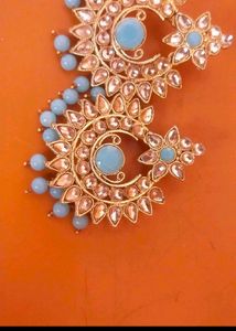 Stunning Gold &amp; Blue Dangle Earrings