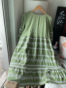 Saffron Threads Embroidered Olive Green Tunic