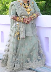 Mint Green Embroidered Lehenga