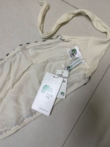 newme off-white tie-up skirt coord set