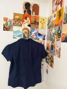 Navy Blue Button-Up Blouse