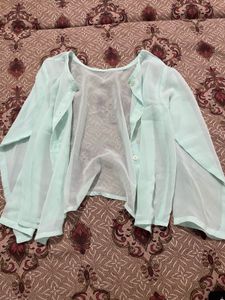 Sheer Mint Green shirt shrug