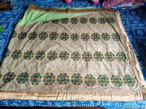🔴 Premium Super Net Embroidered Saree With Petico