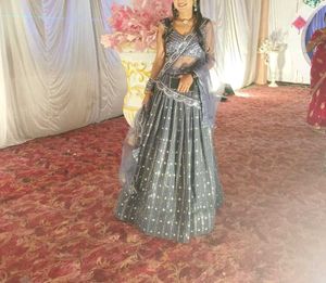 Grey Embellished Lehenga