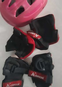 Kids Pink Helmet And Safety Kit