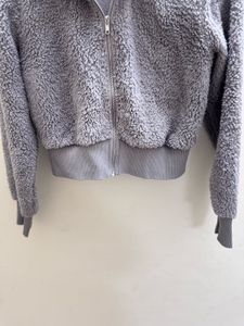 Fuzzy Grey Cropped Hoodie