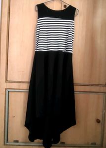 Striped Black & White Midi Dress
