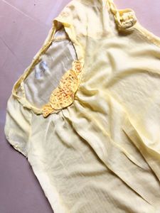 Light Yellow Crochet Detail Blouse
